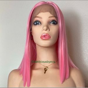 Lace front pink wig straight